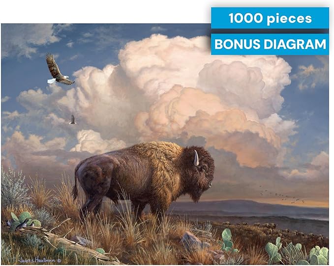 Buffalo Games – Hautman Brothers Majestic Bison 1000 Piece Jigsaw Puzzle for Adults, Western Wildlife Landscape