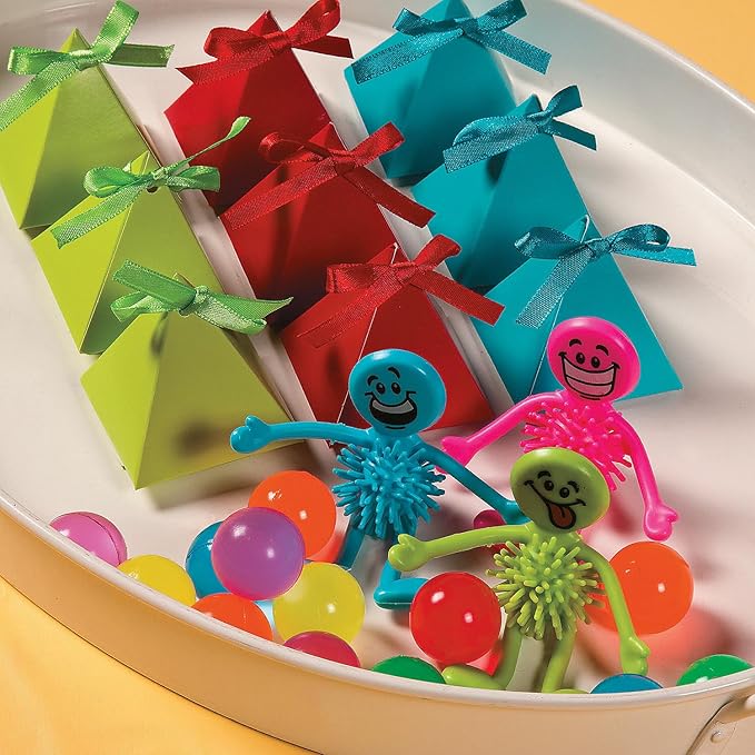 Fun Express Neon Smile Face Bendable Porcupine Toys - Bulk Set of 24 - Party Favors and Giveaways