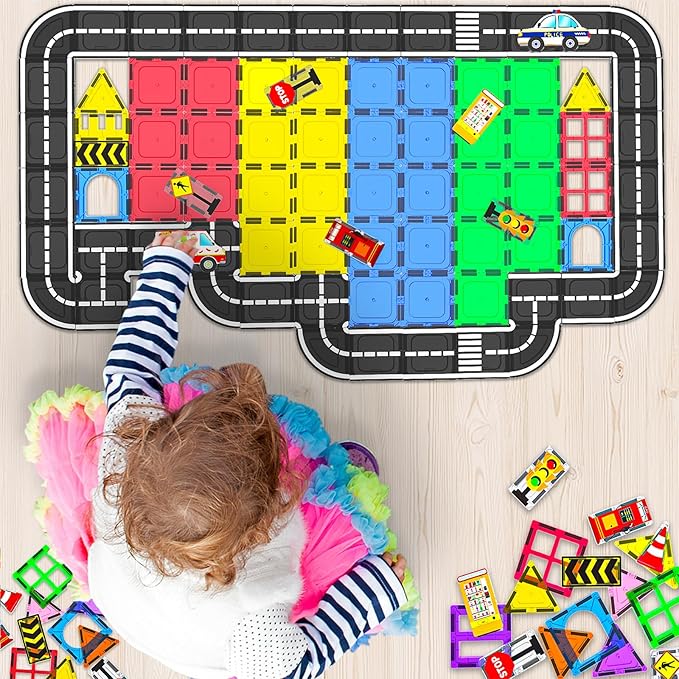 106Pcs Magnetic Tiles, Magnetic Building Blocks, Preschool Montessori Toys Gift for 3+ Year Old Boys and Girls, Sensory Toys for Kids Aged 3-5 and 4-8, Ideas for Toddler with Autism Christmas