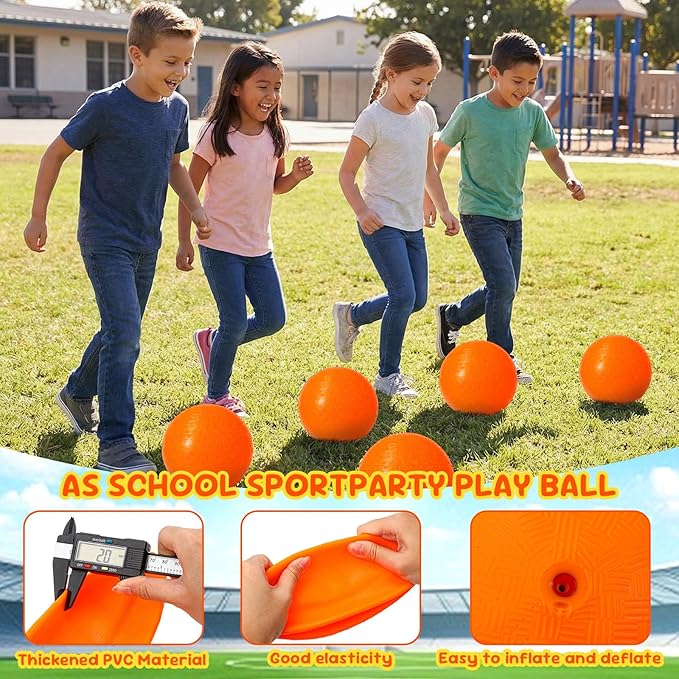 Macarrie 30 Pcs Playground Balls 6 Inches Dodgeball Kick Balls for Kids Adults Colorful Inflatable Balls Handballs Soccer Basketball Handball Games Camps Schools Outdoors
