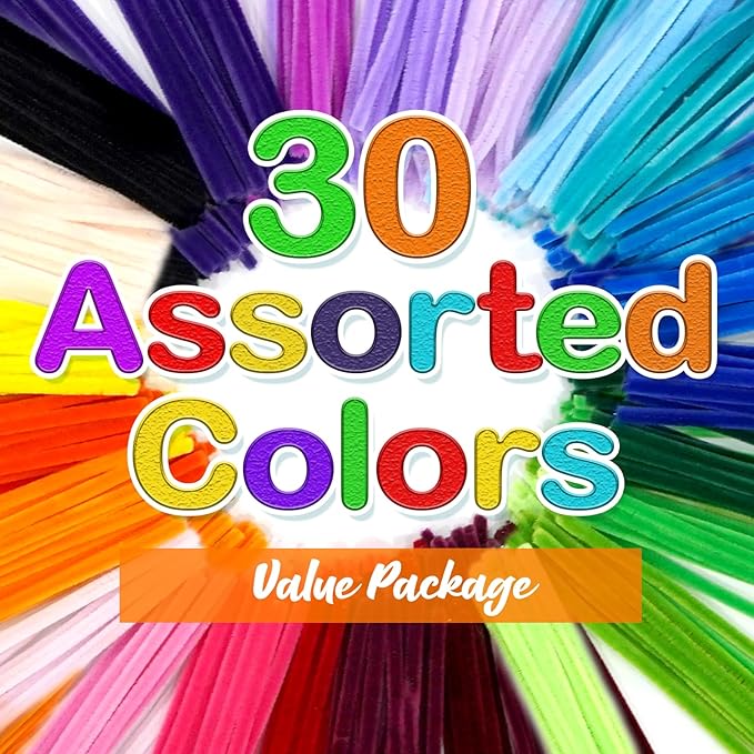URADIART Pipe Cleaners 450 pcs Assorted Colors Chenille Stems, Pipe Cleaners Crafts, Bulk Pipe Cleaners Craft Supplies for DIY Art Creative School Crafts Decorations (6mm x12 inch) (Multicolored)
