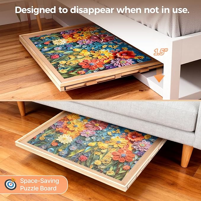 ALL4JIG 2000 Piece Rotating Puzzle Board with 4 Drawers and Cover, 28.5"x40.1"Portable Wooden Jigsaw Puzzle Table for Adults Portable, Lazy Susan Spinning Boards Birthday Gift for mom