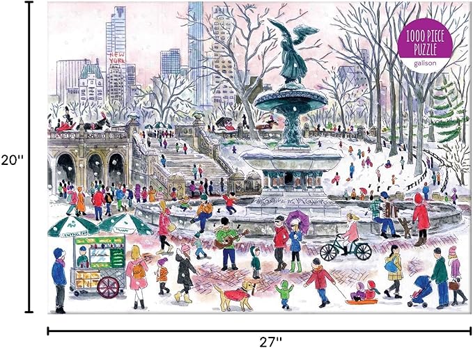 Galison Michael Storrings Bethesda Fountain Jigsaw Puzzle,27” x 20''Illustrated Art Puzzle with Scene from a Central Park Landmark Challenging Family Friendly Fun Indoor Activity,Multicolor