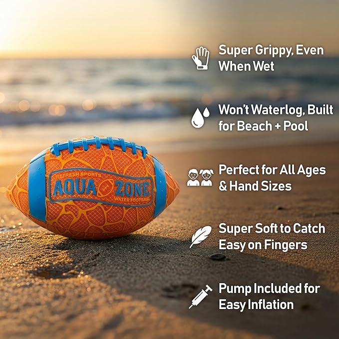 Water Football for Pool & Beach - Best Pool Toys for Kids All Ages - Easy Grip & Soft to Catch Footballs - Fun Outdoor Games Sports Toy - Easter Gifts for Boys 5 6 7 8 9 10 11 12 + Year Old Boy & Girl