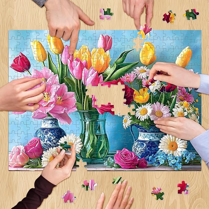 500 Piece Puzzle for Adults, Beautiful Flower Puzzles for Adults Senior, Age 12+, Tulip Rose Jigsaw Puzzles 500 Pieces, Challenging Puzzle Perfect Game Nights for Family Friend 20.5 X 15 Inches
