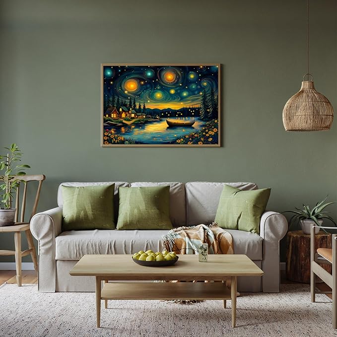 Puzzles for Adults 500 Pieces, Starry Night Jigsaw Puzzles - Starry Enchanted Forest, Impossible Landscape Puzzle for Seniors Families,20.47x14.96 inches, 1:1 Poster, Letter on The Back