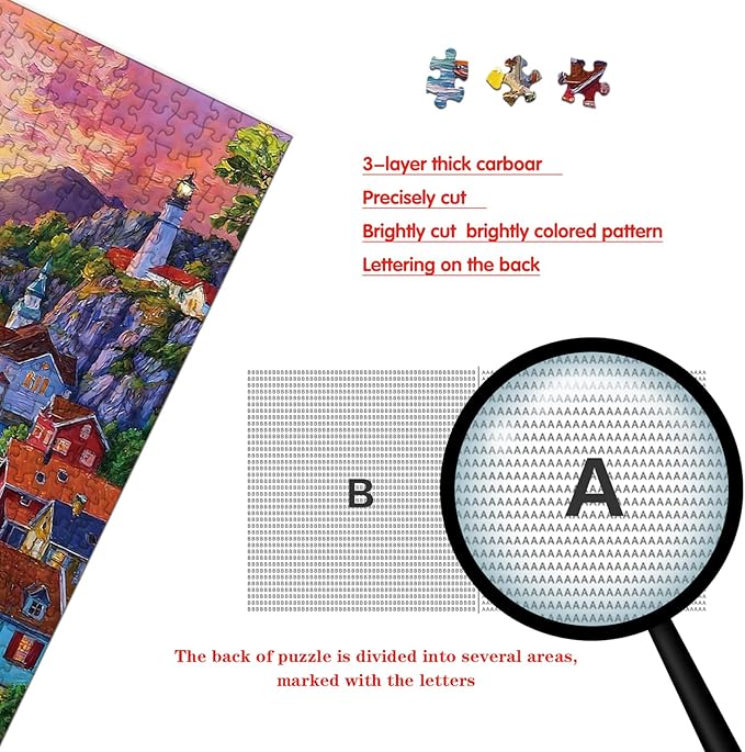 Puzzle for Adults 1000 Pieces, Harbor Twilight Village Puzzle, Challening Impossible Difficult Hard Fun 1000 Pieces Jigsaw Puzzles for Adults