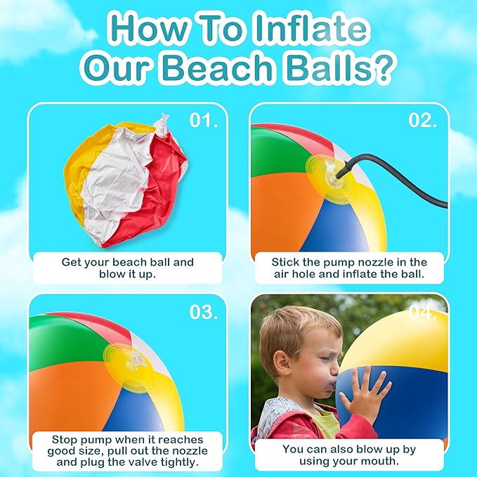 24-inch Giant Beach Ball - (pack Of 3) Big Inflatable Beach Balls For Pool Toys, Blow Up large inflatable ball Toys For Kids Pool Parties, Themed Birthdays, Beach Events, Summer Party Decorations