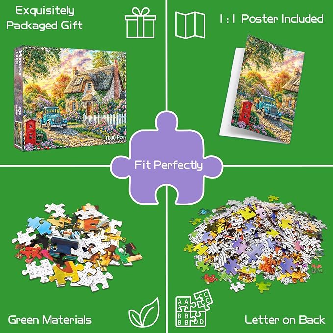 1000 Piece Puzzle for Adults, House Jigsaw Puzzle, Impossible Hard Difficult Challenging Puzzles for Adults 1000 Pieces, Home Decoration Puzzle, Interlock Perfectly No Dust