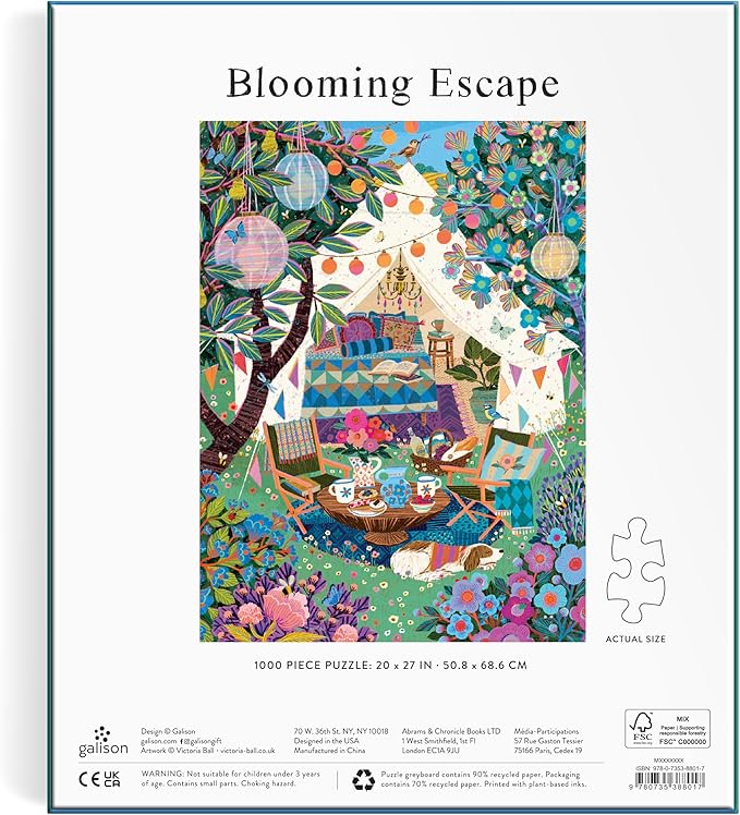 Galison Blooming Escape – 1000 Piece Jigsaw Puzzle Featuring Beautiful Artwork of A Luxurious Camp Scene