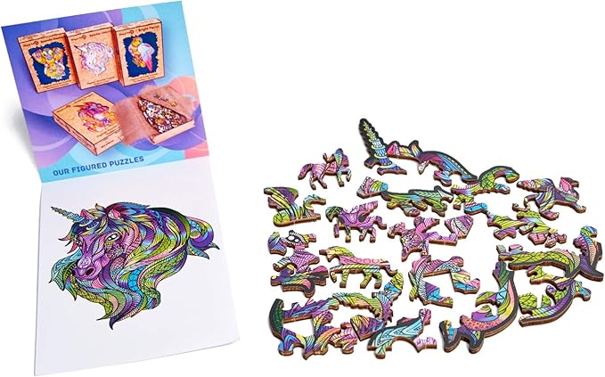 Wood Trick Purple Wind Mini Wooden Jigsaw Puzzle for Adults and Kids - 6.3 x 6.7 in - Animal Unique Shaped Figured Jigsaw Puzzle Pieces - Premium Quality