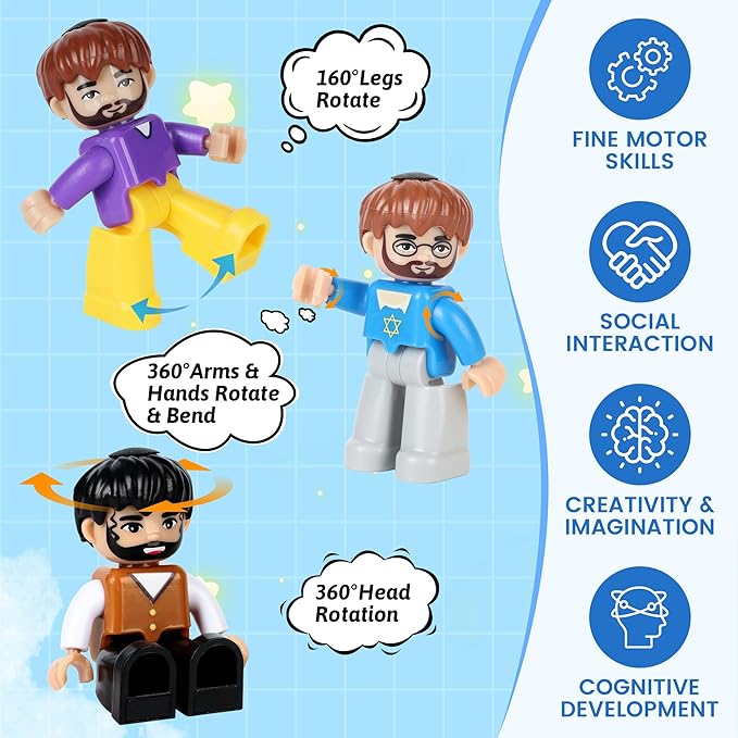12PCS Large Magnetic People for Magnetic Tiles, 3 Inches Magnet People Figures for Kids Compatible with Lego, Magnet Toys for Kids Ages 3 4 5 6+ STEM Learning Toys Magnet Tiles Expansion