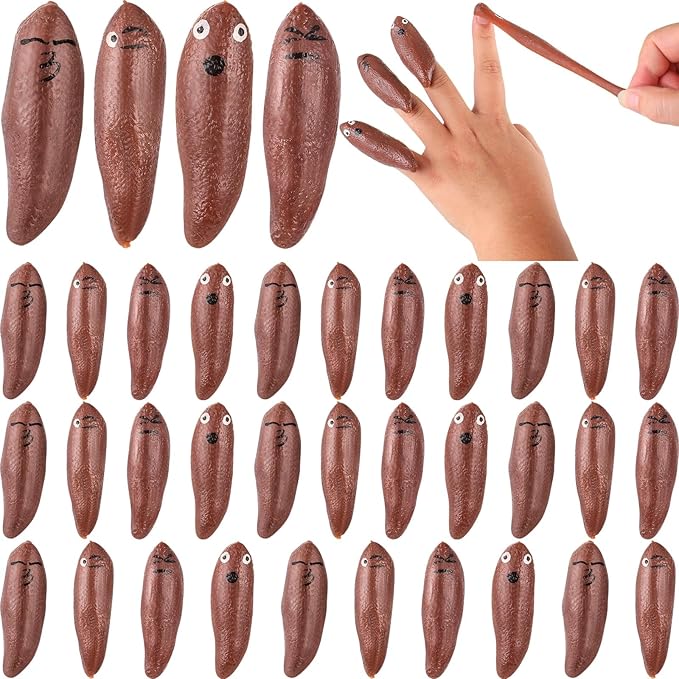 36 Pcs Halloween Funny Slingshot Finger Toys, Halloween Poop for Finger Slingshot, Rubber Flying Shooting Game Toy for Boy, Halloween Goodie Bag Fillers for Birthday Party, 4 Style Mixed Mixing