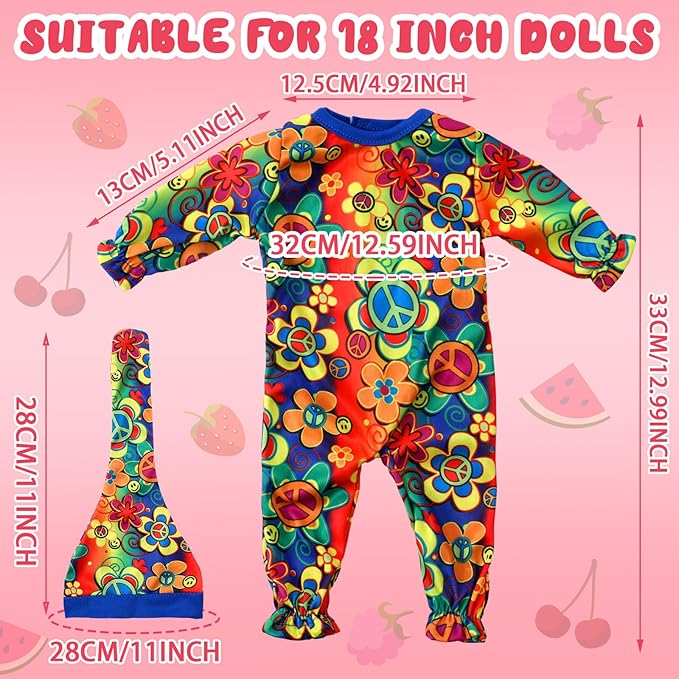 Fourluoo 6 Sets Baby Dolls Clothes 18 Inch Reborn Baby Doll Outfit Accessories Jumpsuits with Hats for Party Game Gifts(Simple Style)