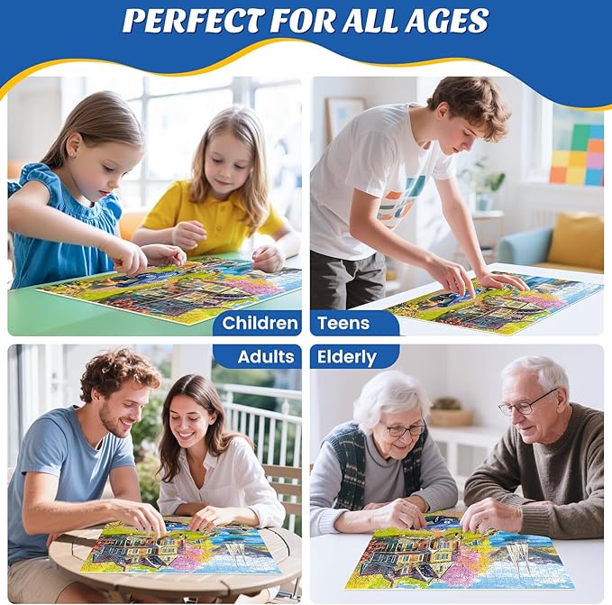 500 Pieces Puzzle for Adults,Lake Vacation Puzzle,House and Dogs Landscape Jigsaw Puzzles 500 Pieces,Challenging Game Home Decor Birthday Party Gift Toy for Adults Seniors 20.5 * 15 in