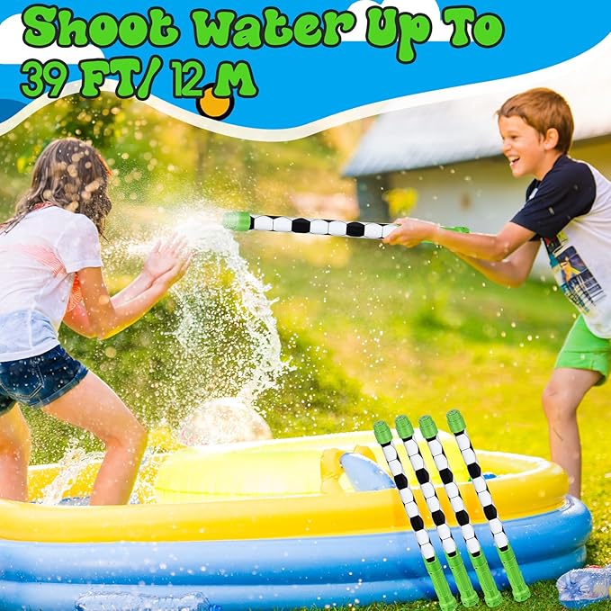 12 Pcs Soccer Party Favors, 15'' Water Guns Bulk for Kids Water Squirt Blasters Guns, Summer Activity Swimming Pool Backyard Beach Outdoor Toys for Kids Adults, 39 ft Range Shooter
