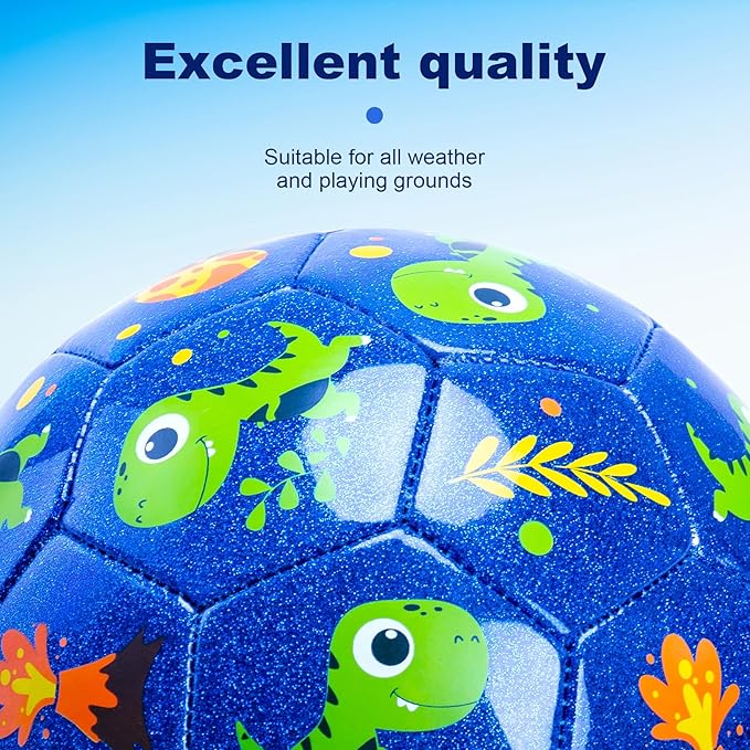 U&C Planet Soccer Ball Size 2 Size 3 Size 4 for Toddler Kids with Pump Deflated, Cartoon Unicorn Dinosaur Soccer Ball Toy for Girls Boys 1-3 2-8 6-12