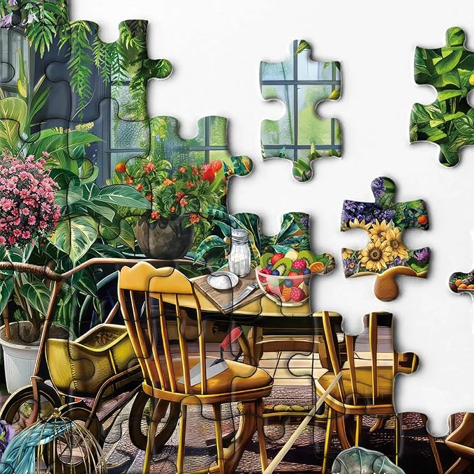 Flower Plant Garden Puzzle 1000 Pieces for Adults, Spring Greenhouse Jigsaw Puzzle Botanical, Colorful Floral Puzzle