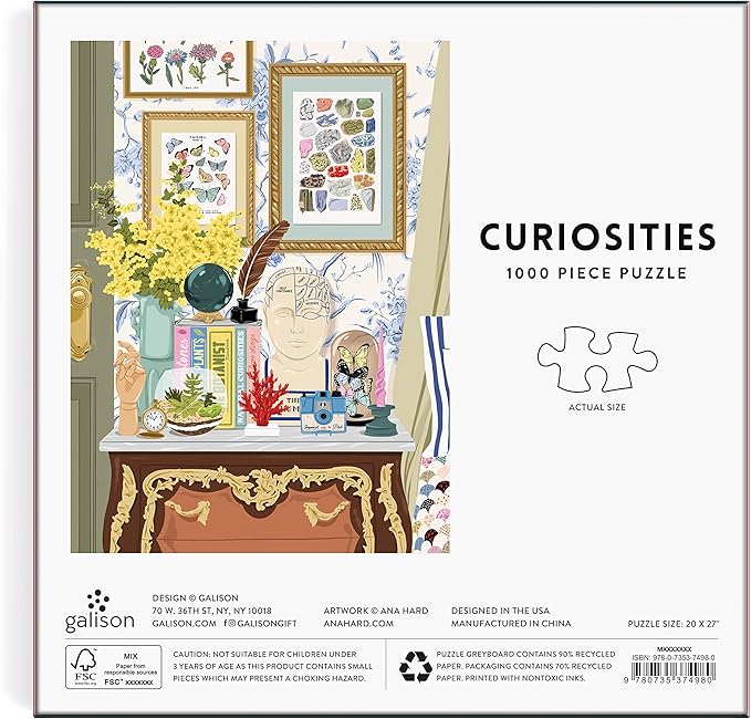 Galison Curiosities 1000 Piece Puzzle in Square Box from Galison - 27" x 20" Beautifully Illustrated Puzzle, Thick and Sturdy Pieces, Fun and Challenging Activity for Adults, Unique Gift Idea!