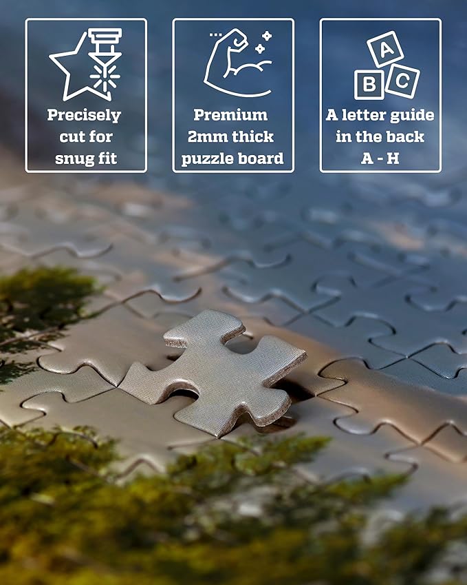 1000 Piece Puzzle for Adults - Golden Hour Lake with Wooden Bridge & Swans, Gift-Ready Box, Letters on Back, 8 Jigsaw Puzzle Saver Sheets & Full-Size Poster by GERJATO - Ideal Gift for Loved Ones