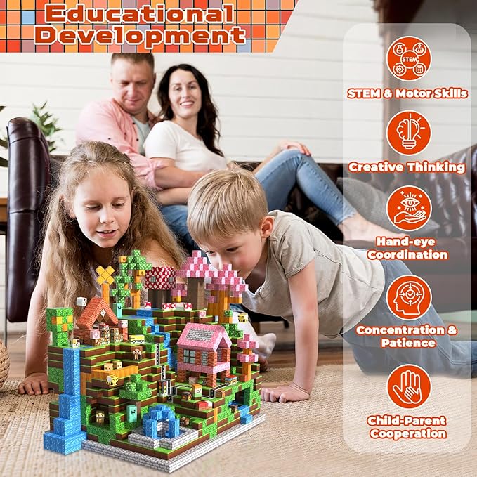 300 PCS Magnetic Blocks - Magnetic Building Block, Stacking Magnet Building Cubes for Kids, Magnetic Construction Toy for Boy Girl, STEM Montessori Sensory Toy Ages 3-12 Years Old Easter Birthday Gift