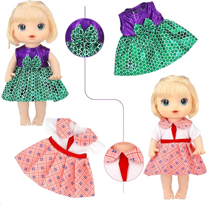 UNICORN ELEMENT 9 Sets Alive Baby Doll Clothes for 10-12 Inch Girl Dolls,12 Inch Baby Doll Clothing Dress Outfits Accessories Set,Best Gift for Kids