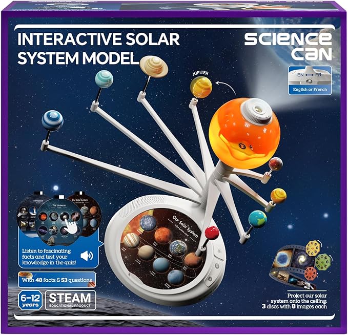 Science Can Solar System for Kids, Interactive Talking Solar System Model, STEM Planetarium Projector with 8 Planets, Space Toys Gift for Age 6-12 Boys & Girls, Classroom & Home Astronomy Learning