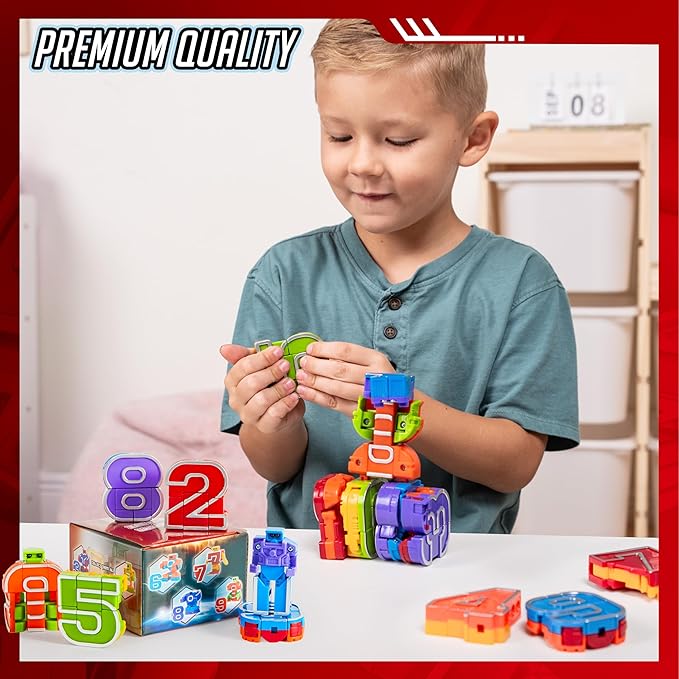 JOYIN 10 Pcs Number Robots Educational Toys, Number Robots, Action Figure Learning Toys, Birthday Gifts for Kids Boys Girls 3 4 5 6 Years Old