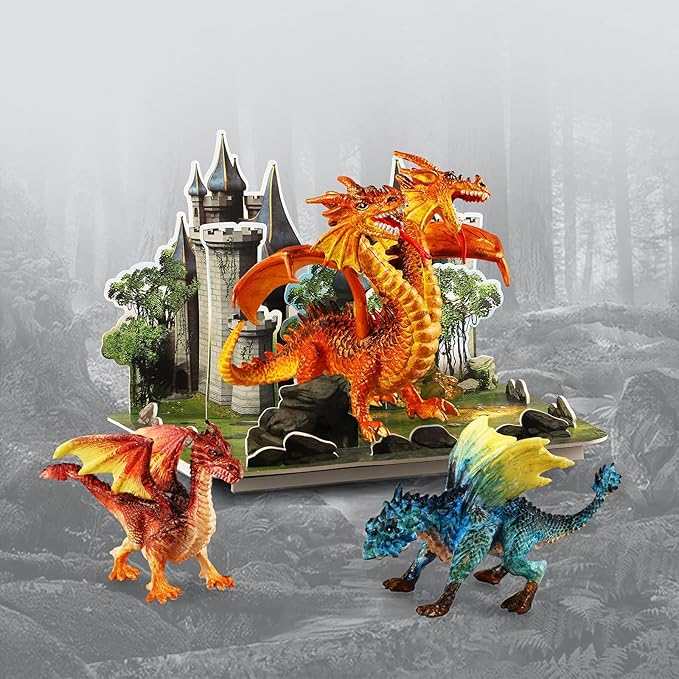 Ferthor Fun Dragon Toys DIY Painting Dragon Kit,Kids Arts Crafts Set with 13 Color Educational Toy to Paint Your Own Christmas Gift for Boys Girls 3 4 5 6 7 8 9 Year Old(3 Dinosaurs)