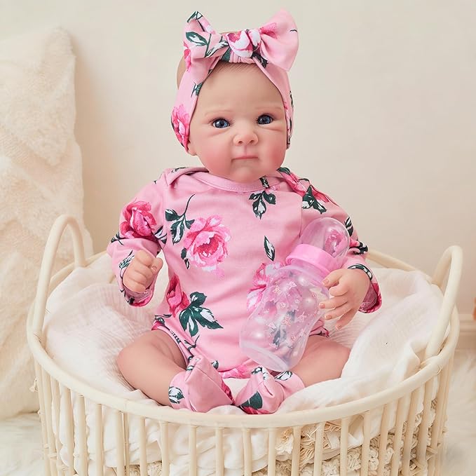 FOCKOF Realistic Reborn Baby Dolls-18 Inch Real Life Baby Dolls Girl Lifelike Baby Doll with Accessories for 3+ Years Old (Red)