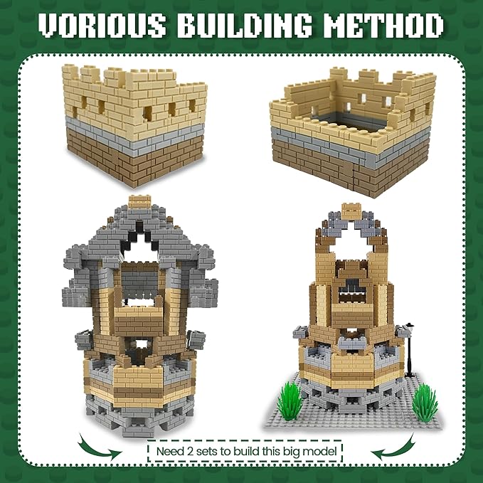 Masonry Profile Building Bricks Set, Building Blocks Includes Medium Building Brick Parts, Base Plate, Tall Streetlamp and Prickly Bushes Compatible with Major Brands Classic