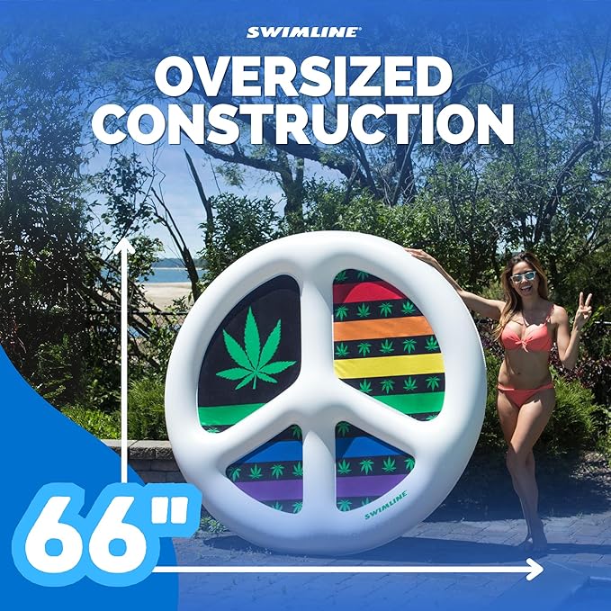 SWIMLINE Original Peace & Love Island Pool Float – Durable Vinyl Lounger for Adults & Teens – Fun Pool Float for Lake, Beach, or Backyard – Easy to Inflate and Store