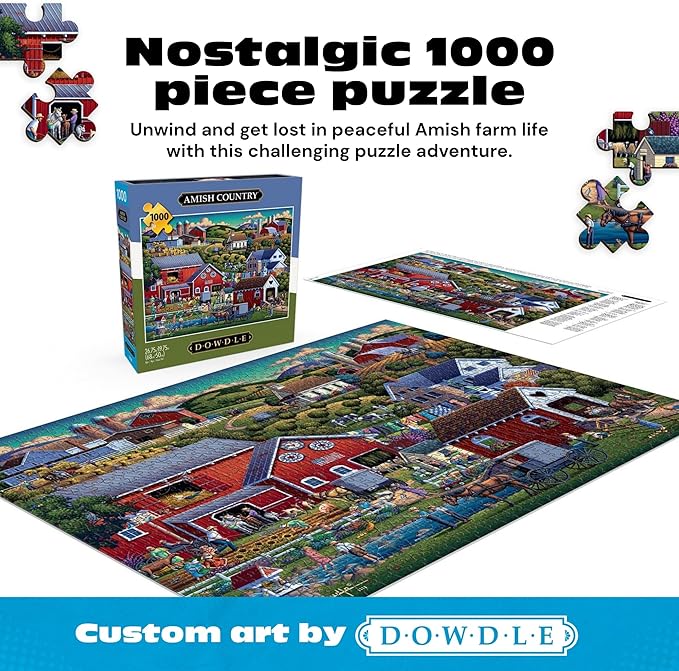 Buffalo Games - Jigsaw Puzzles 1000 Pieces - Dowdle Amish Country - 1000 Piece Puzzle for Adults - Premium Giftable Foil Box with Reference Poster