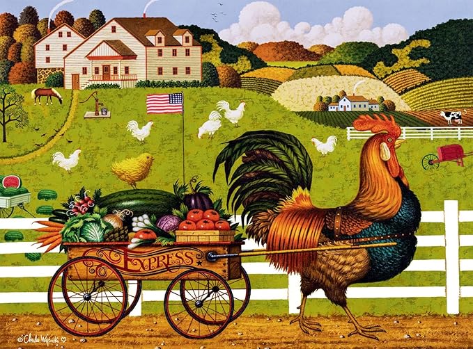 Buffalo Games - Charles Wysocki - Rooster Express - 1000 Piece Jigsaw Puzzle For Adults -Challenging Puzzle Perfect for Game Nights - Finished Size is 26.75 x 19.75