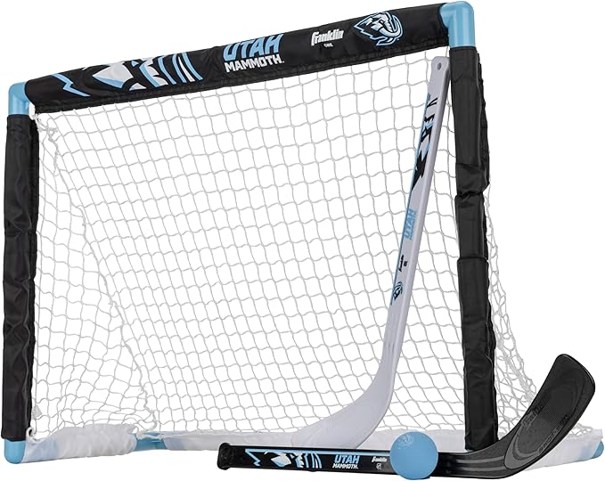 Franklin Sports NHL Mini Hockey Set - Kids Indoor Knee Hockey Goal, Ball, + 2 Stick Combo - Youth Team Indoor Toy Set - Official - Ages 3+