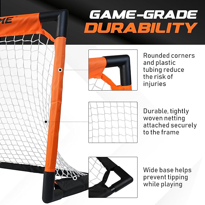 ACE HOCKEY - Shinny Hockey Set - Complete 4-Player Indoor/Outdoor Kit - Knee Hockey Goal Set (2) Goals, (2) Mini Sticks, and (6) Foam Balls - Mini Hockey Set