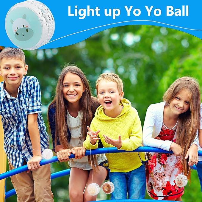 24 Pcs Light up Yo Yo Bulk Animal Beginner Responsive Yo Yo Balls Birthday Party Favors Christmas Stocking Stuffers Classroom Prizes