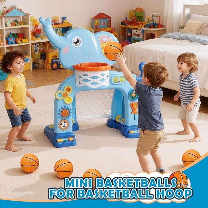 Mini Basketball Set - 5 Pack 6" Small Balls with Pump, Over The Door Mini Hoop Replacements, Toy for Toddlers, Kids, Teenagers, Pool, Indoors, Outdoors