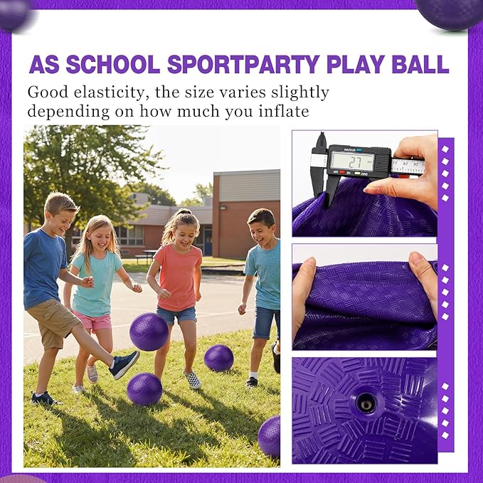 Jerify 12 Pcs Playground Balls Bulk 10 Inch Kickball Bouncy Balls for Kids Inflatable Bouncing Handball for Kids Adults Indoor Outdoor Games Gym Picnic Camp Yoga Exercise, Purple