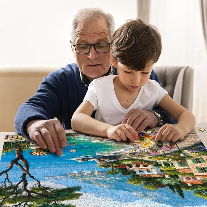 Puzzle for Adults 1000 Pieces, Italian Coastal Town Seaside Jigsaw Puzzle, Challening Impossible Difficult Hard Fun 1000 Pieces Jigsaw Puzzles for Adults