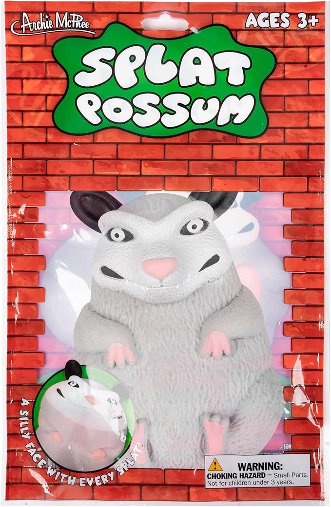 Archie McPhee Novelty Gifts Funny Splat Possum - 5-1/2" Soft Total Physical Response Splat Possum Filled with Sand - Perfect for Emotionally Charged Laughter and Fun All Year Long