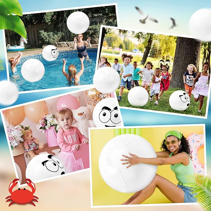 Junkin10 Pieces Solid White Beach Balls Bulk Big Inflatable Beach Ball Giant Swimming Pool Balls Beach Game Toy for Summer Beach, Pool and Party Favor (24 Inch)