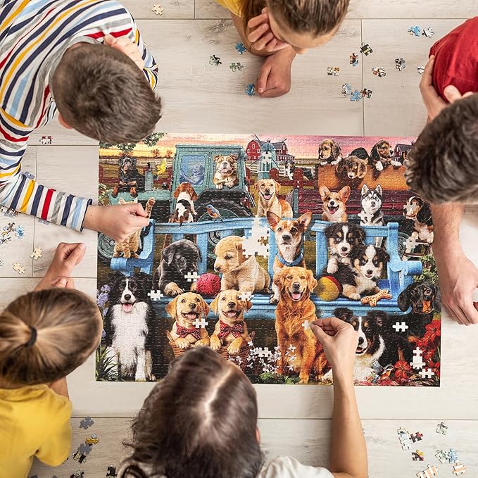 Jigsaw Puzzles for Adults 1000 Pieces, Animal Dogs Collection Difficult Challenging Unique Puzzle for Game Night Family Home Decor, 20x27 Inches, Dog Family