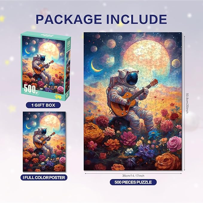 Space Graffiti Puzzle - 500 Pieces Astronaut Jigsaw Puzzle for Adults, Eco-Friendly, Thick Precision-Cut Pieces, Challenging Fun for Family & Teens!