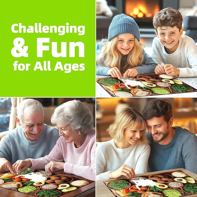 Colorful Healthy Food 1000 Piece Puzzle for Adults, Fun Puzzles for Adults 1000 Pieces with HD Print & Poster, 27.5 * 19.7 in Dust Free, for Gifts Halloween Christmas Family Games Lovers