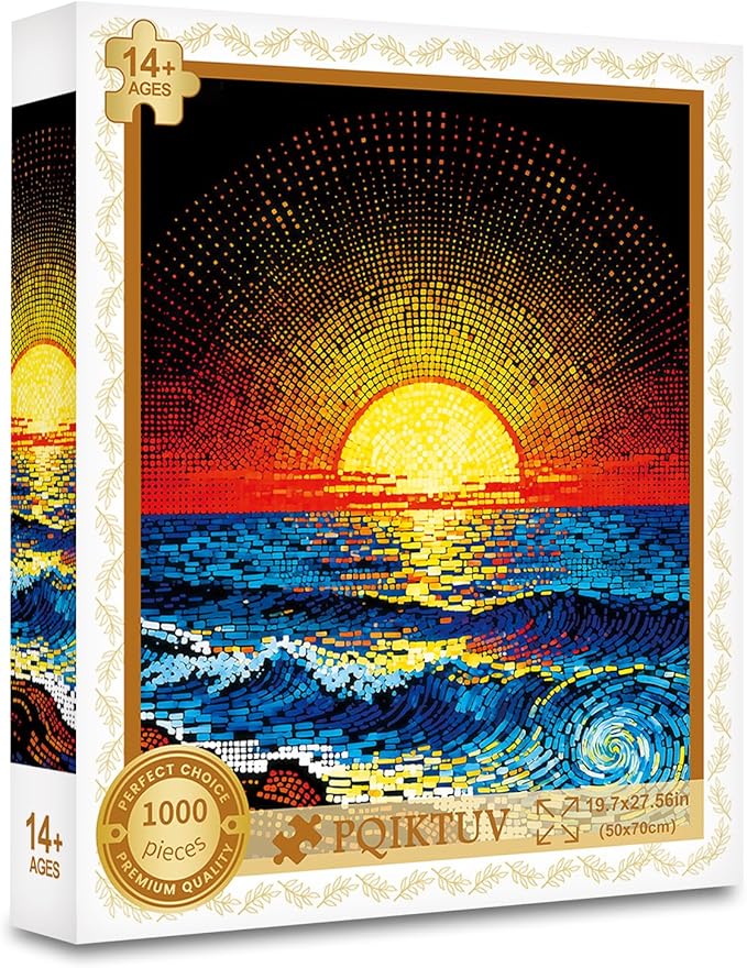 Puzzles for Adults 1000 Pieces with Letters on Back Jigsaw Puzzles Sunset Nature Puzzle Wall Decor Impossible Puzzle Funny Gift for Valentine Friends (27.56x19.7 Inch)