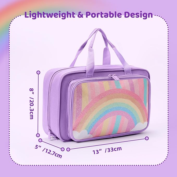 Carrying Case Compatible with Barbie Dolls 12-Inch, Storage Organizer Holder with Handle for up to 6 Dolls, Multiple Pockets for Clothes & Accessories,Travel Portable Storage Bag,Purple