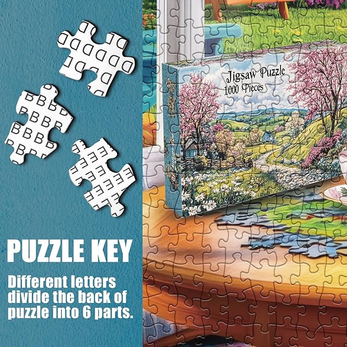 Cozy House Puzzle for Adults 1000 Pieces, Pretty Landscape Jigsaw Puzzle, Cat Kitten Garden Pretty Puzzle