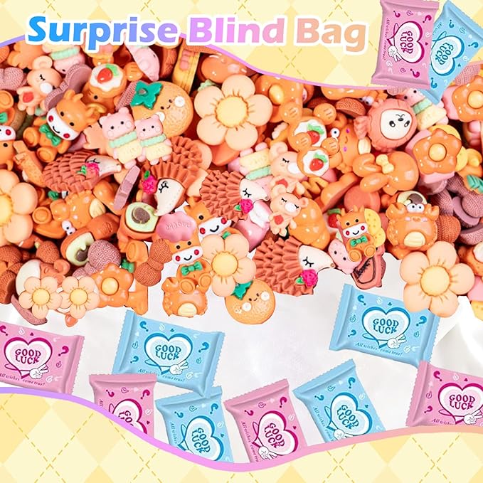 Orange Series 50pcs Mystery Mini Resin Blind Bags – Cute Tiny Figurines for Crafts, DIY Decor, Dollhouse Scenes, Party Favors, Kids’ Surprise Toys