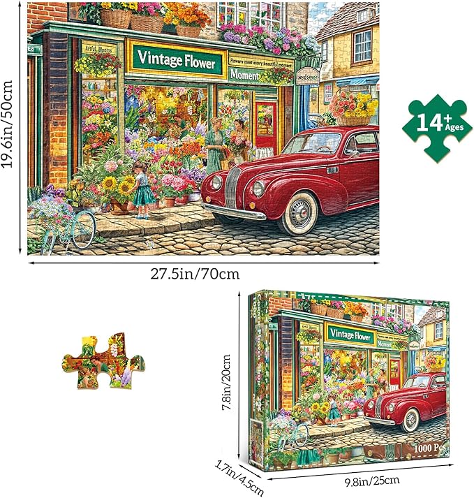 Jigsaw Puzzles for Adults 1000 Pieces, Interlock Perfectly No Dust, Impossible Difficult Hard Fun 1000 Piece Jigsaw Puzzles for Adults-1:1 Poster-Flower Shop